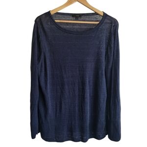 J. Crew Linen Crewneck Sweater Relaxed-fit Navy Womens S